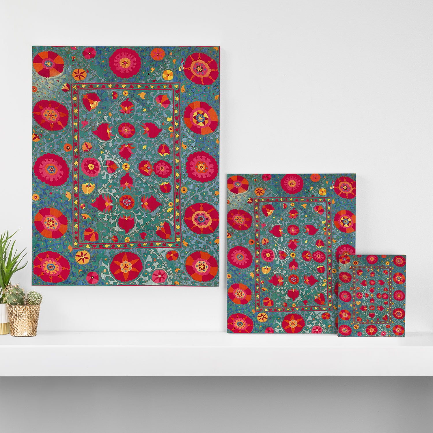 Bokhara Suzani Uzbekistan Embroidery Print With Green Canvas Print Gallery Image 3