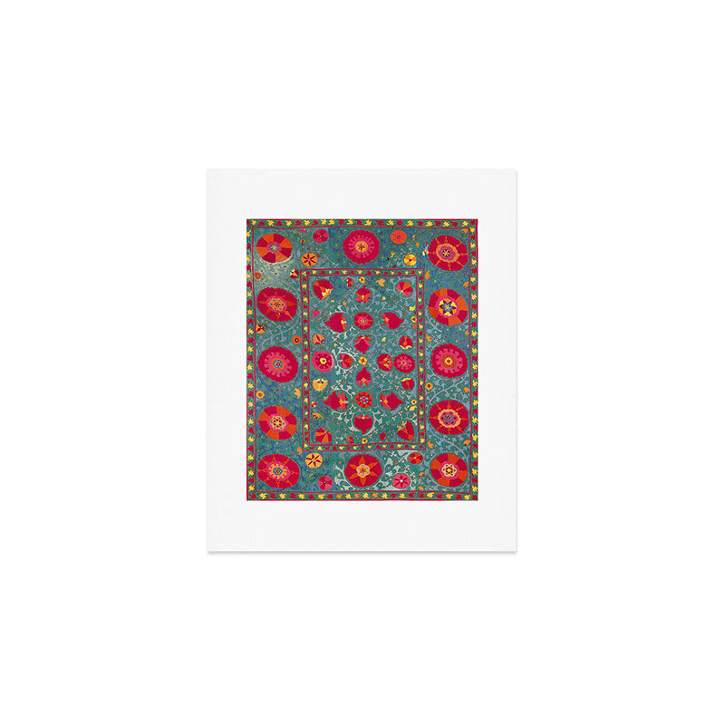 Bokhara Suzani Uzbekistan Embroidery Print With Green Art Print Gallery Image 1
