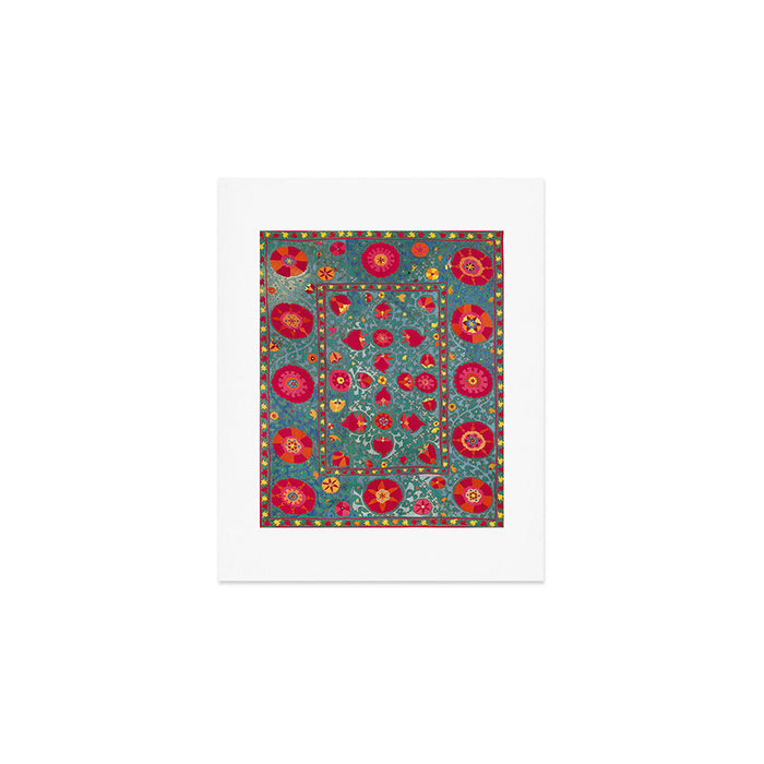 Bokhara Suzani Uzbekistan Embroidery Print With Green Art Print Gallery Image 1