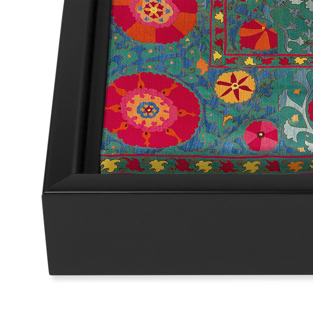 Bokhara Suzani Uzbekistan Embroidery Print With Green Framed Canvas Print Gallery Image 3