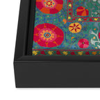 Bokhara Suzani Uzbekistan Embroidery Print With Green Framed Canvas Print Gallery Image 3