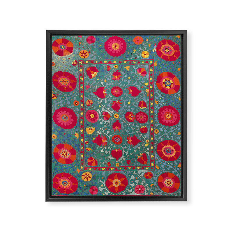 Bokhara Suzani Uzbekistan Embroidery Print With Green Framed Canvas Print Gallery Image 3