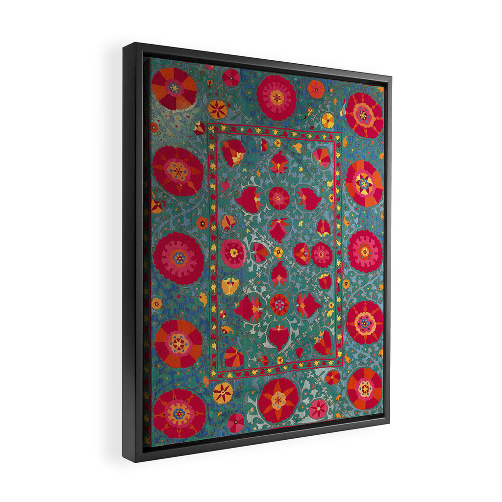 Bokhara Suzani Uzbekistan Embroidery Print With Green Framed Canvas Print Gallery Image 2