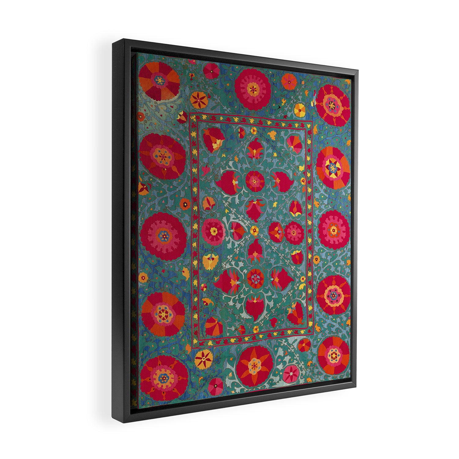 Bokhara Suzani Uzbekistan Embroidery Print With Green Framed Canvas Print Gallery Image 2