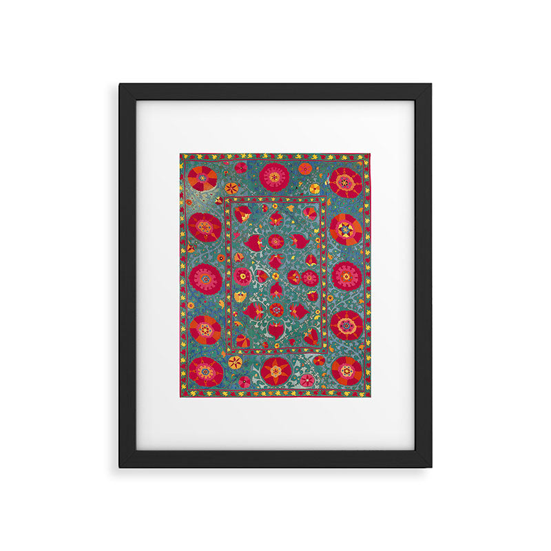 Bokhara Suzani Uzbekistan Embroidery Print With Green Framed Art Print Gallery Image 5