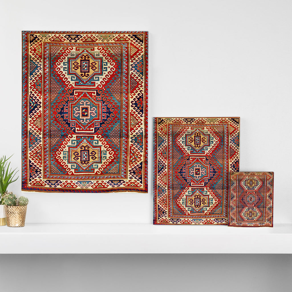 Borjalou Kazak Southwest Caucasus Antique Rug Print Canvas Print Gallery Image 3
