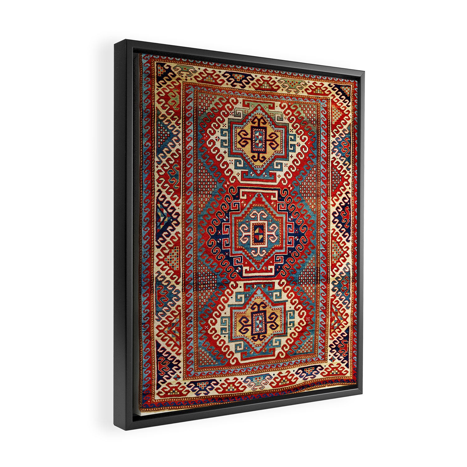 Borjalou Kazak Southwest Caucasus Antique Rug Print Framed Canvas Print Gallery Image 2
