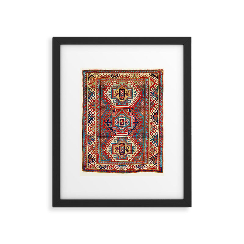 Borjalou Kazak Southwest Caucasus Antique Rug Print Framed Art Print Gallery Image 5