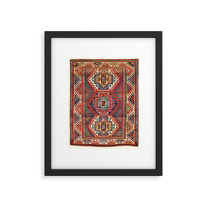 Borjalou Kazak Southwest Caucasus Antique Rug Print Framed Art Print Gallery Image 1