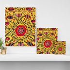 Bright Yellow Ground Uzbekistan Suzani Canvas Print Gallery Image 3