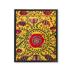 Bright Yellow Ground Uzbekistan Suzani Framed Canvas Print Gallery Image 3