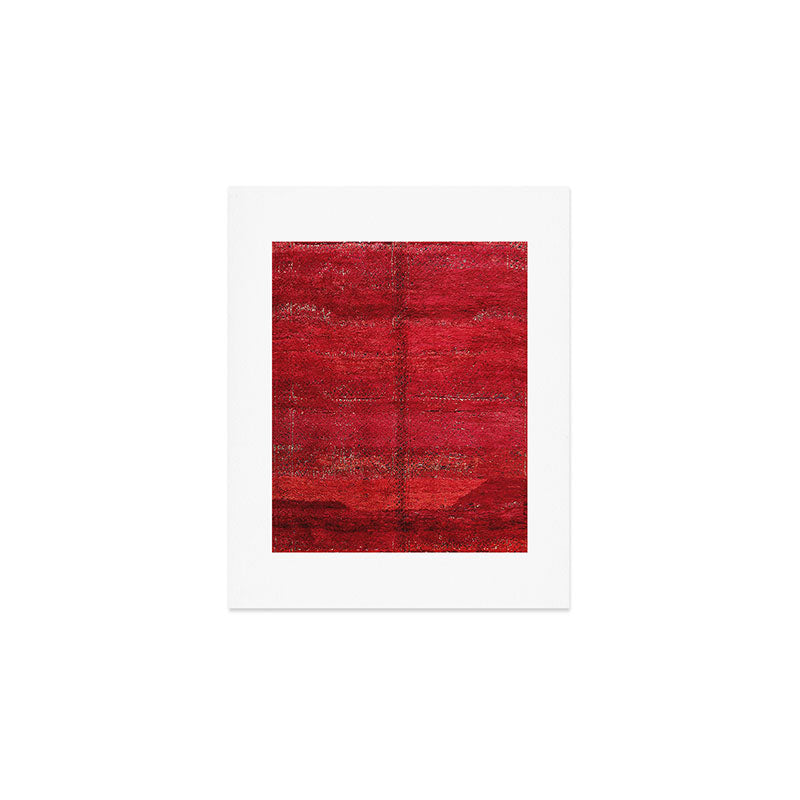 Brilliant Red Antique Moroccan Rug Print Art Print Gallery Image 1