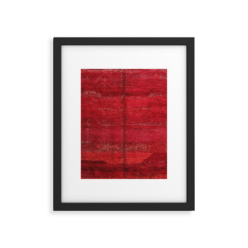 Brilliant Red Antique Moroccan Rug Print Framed Art Print Gallery Image 4