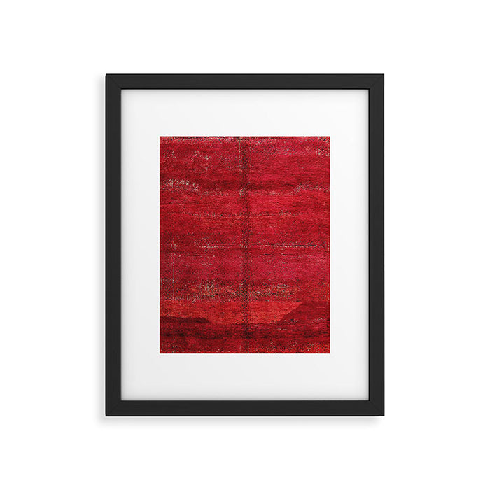 Brilliant Red Antique Moroccan Rug Print Framed Art Print Gallery Image 1