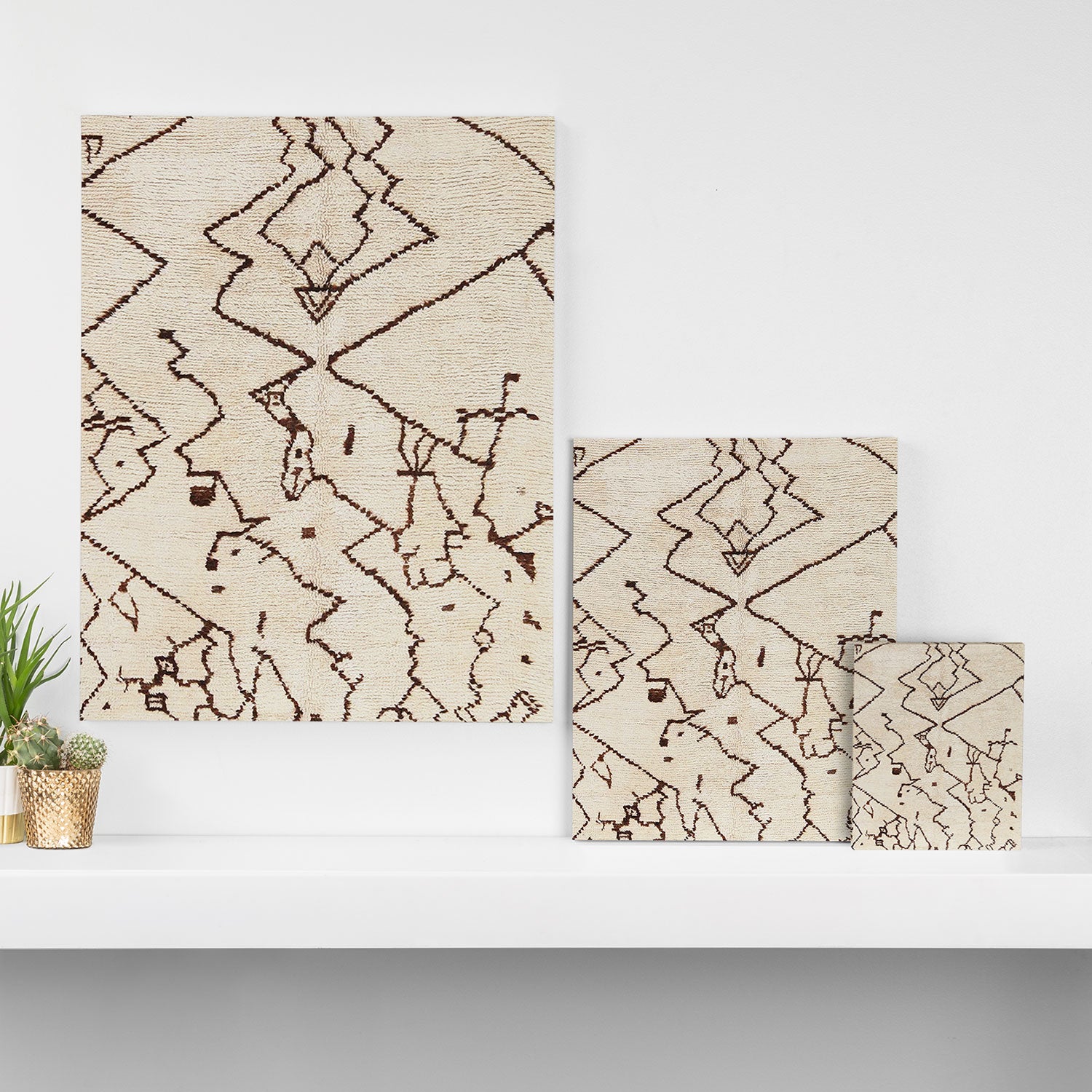Brown Abstract Antique Moroccan Rug Print Canvas Print Gallery Image 3