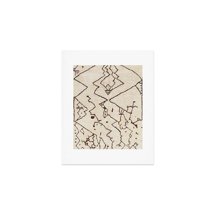 Brown Abstract Antique Moroccan Rug Print Art Print Gallery Image 1