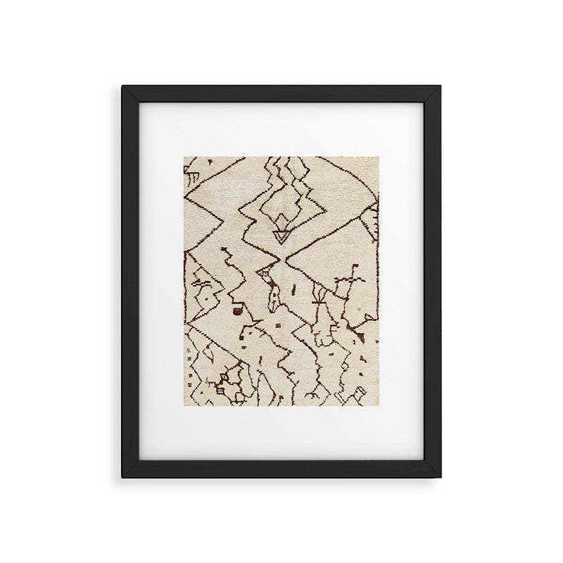 Brown Abstract Antique Moroccan Rug Print Framed Art Print Gallery Image 4
