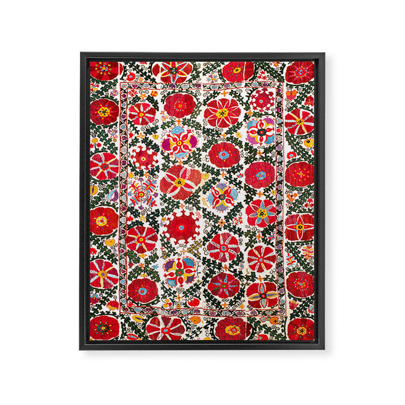 Bukhara Suzani  Antique Embroidery Print Framed Canvas Print Gallery Image 3