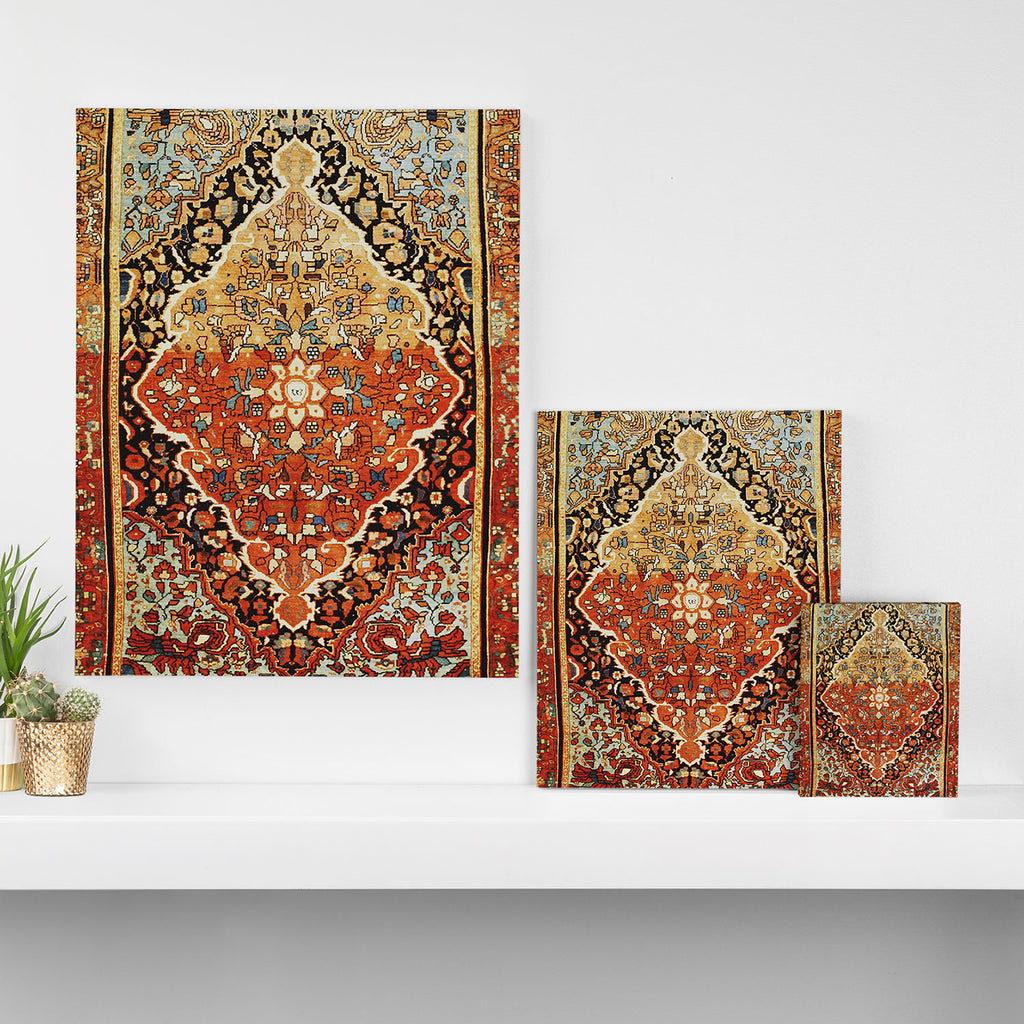 Burnt Orange Medallion Tabriz Rug Print Canvas Print Gallery Image 3