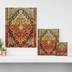 Burnt Orange Medallion Tabriz Rug Print Canvas Print Gallery Image 3