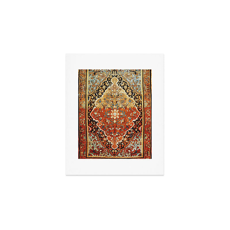 Burnt Orange Medallion Tabriz Rug Print Art Print Gallery Image 1