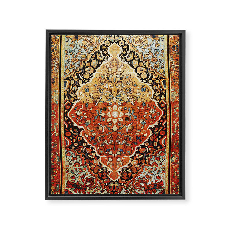 Burnt Orange Medallion Tabriz Rug Print Framed Canvas Print Gallery Image 3