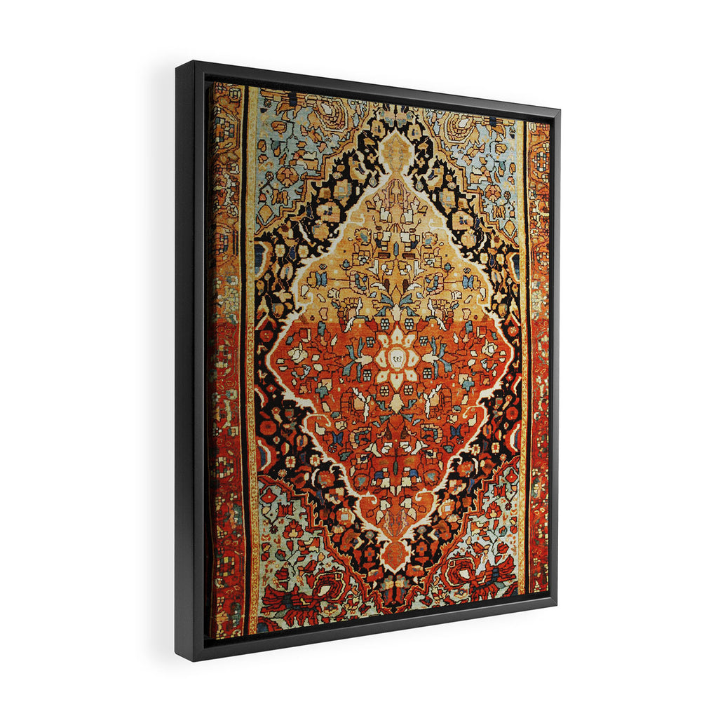 Burnt Orange Medallion Tabriz Rug Print Framed Canvas Print Gallery Image 2