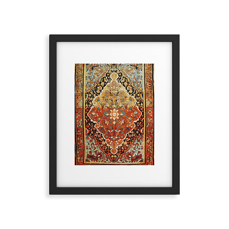 Burnt Orange Medallion Tabriz Rug Print Framed Art Print Gallery Image 5