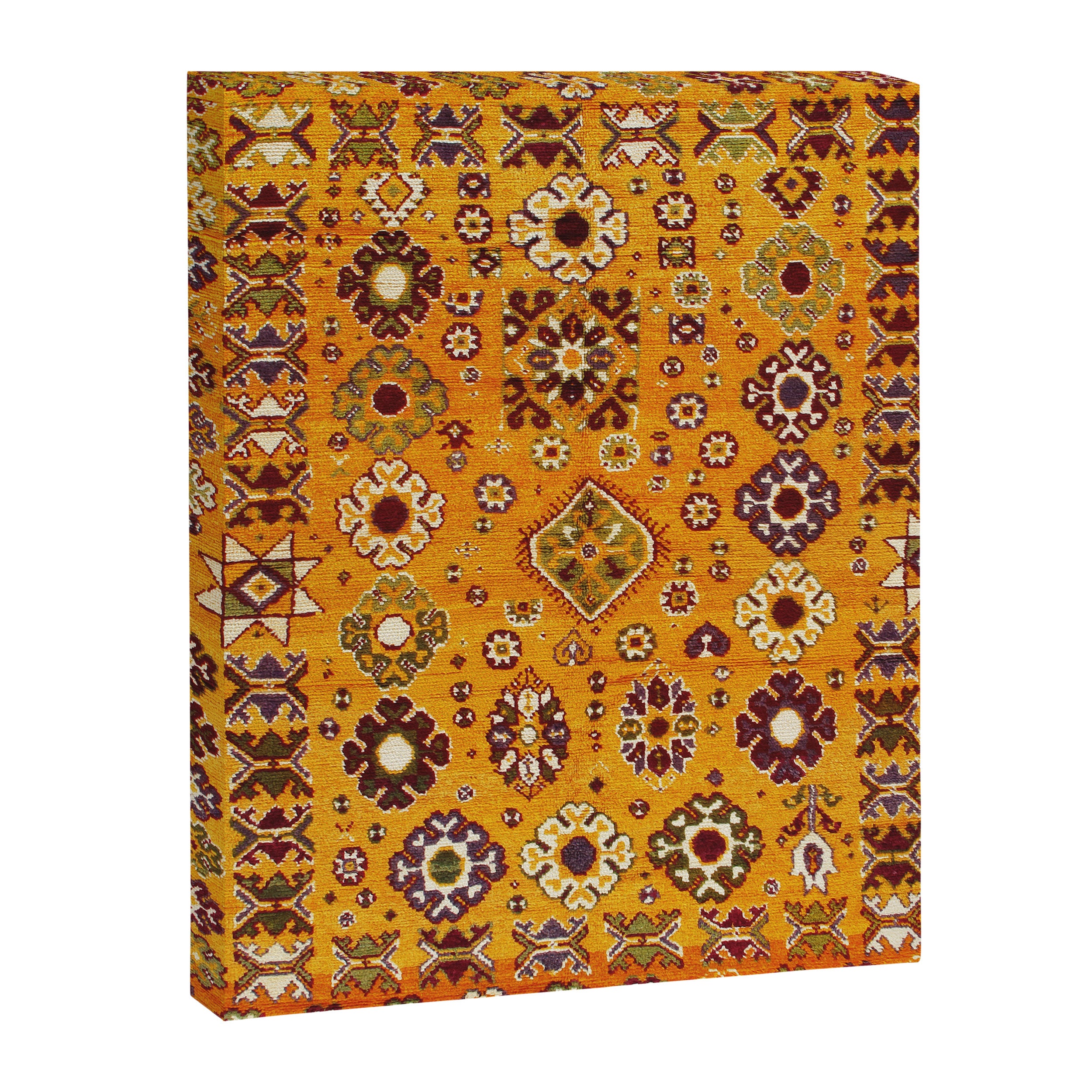 Camel Ochre Antique Colorful Moroccan Rug Print Canvas Print Gallery Image 3