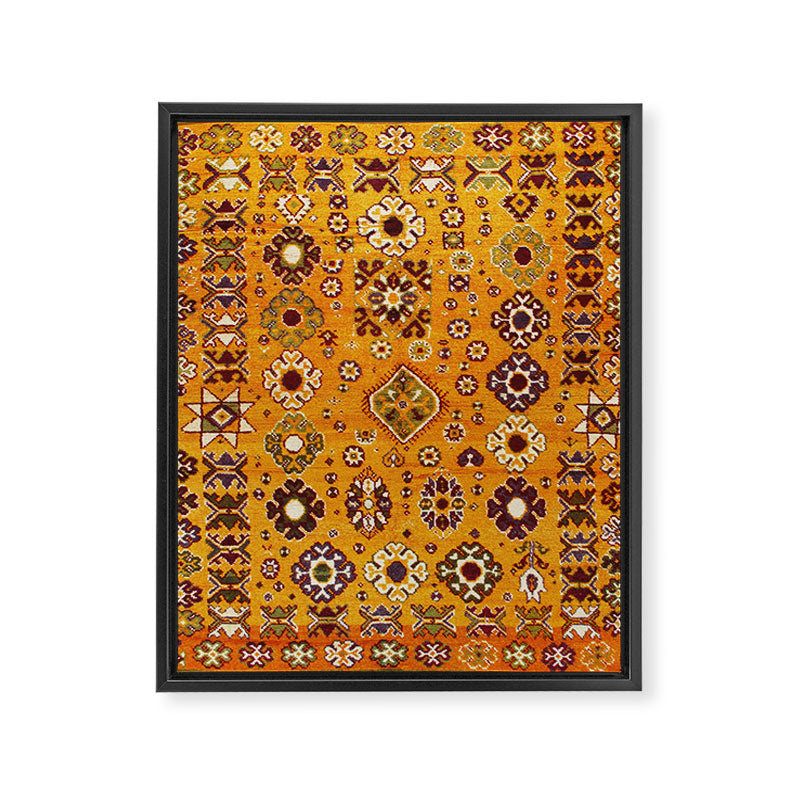 Camel Ochre Antique Colorful Moroccan Rug Print Framed Canvas Print Gallery Image 3