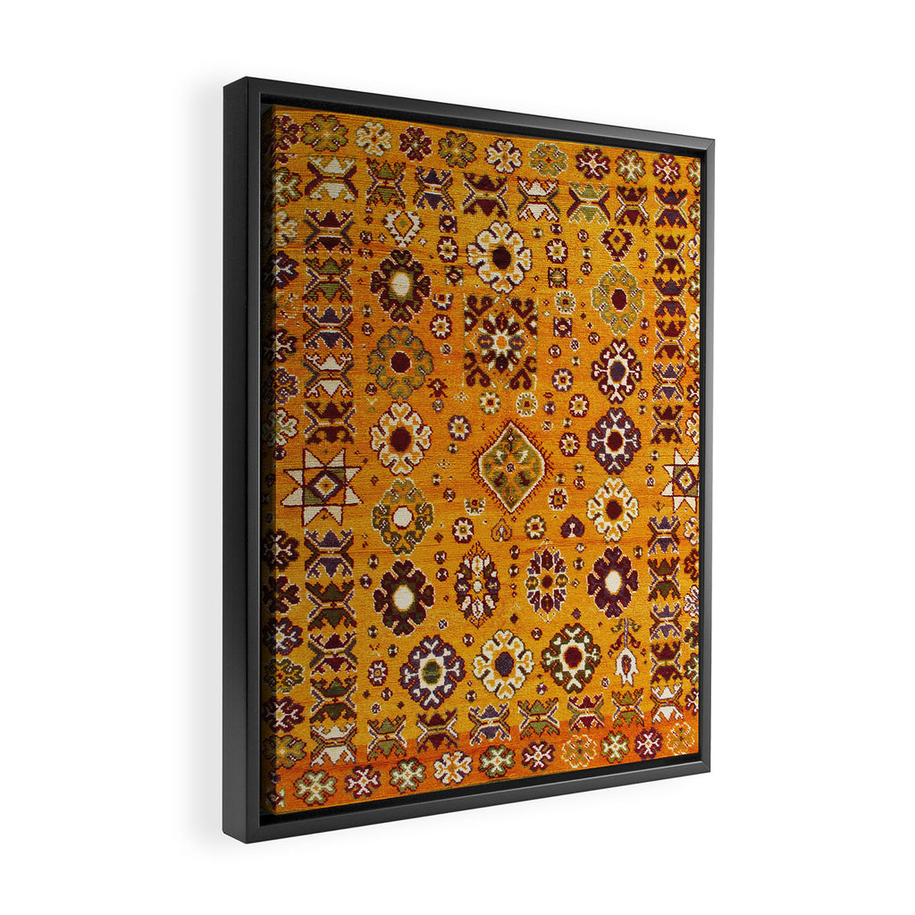 Camel Ochre Antique Colorful Moroccan Rug Print Framed Canvas Print Gallery Image 2