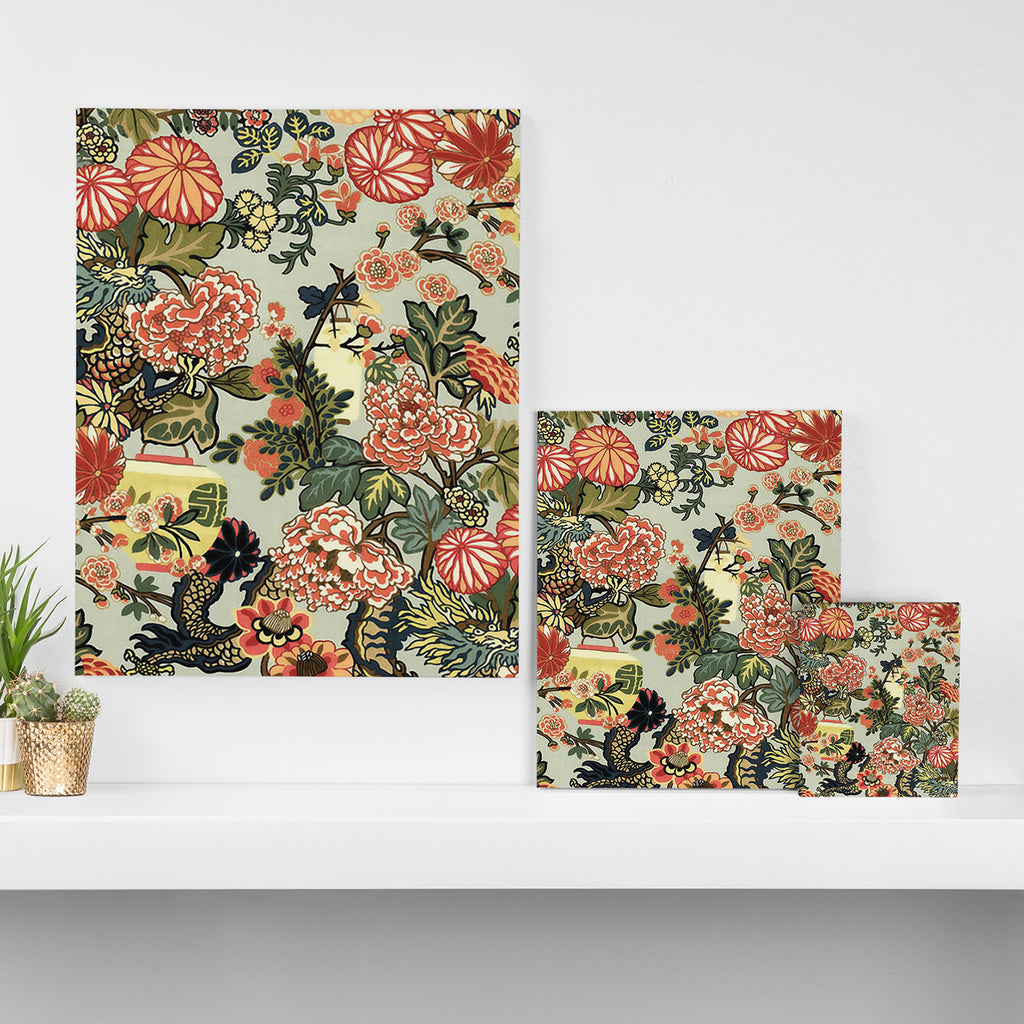 Chinese Dragon Vintage Floral Pattern Canvas Print Gallery Image 3