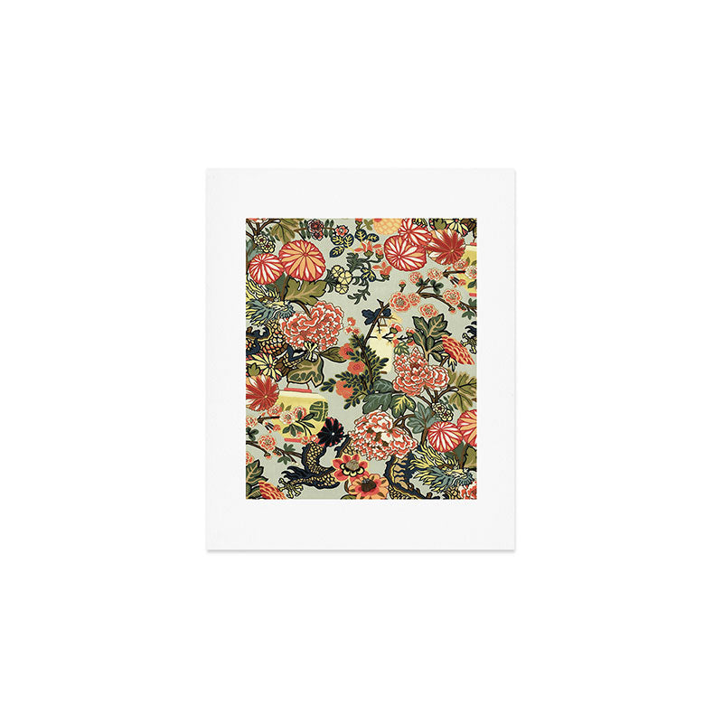 Chinese Dragon Vintage Floral Pattern Art Print Gallery Image 1