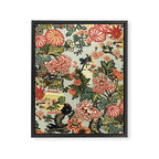 Chinese Dragon Vintage Floral Pattern Framed Canvas Print Gallery Image 3