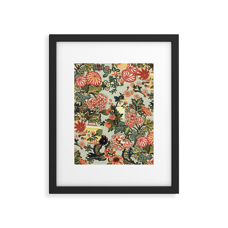 Chinese Dragon Vintage Floral Pattern Framed Art Print Gallery Image 6