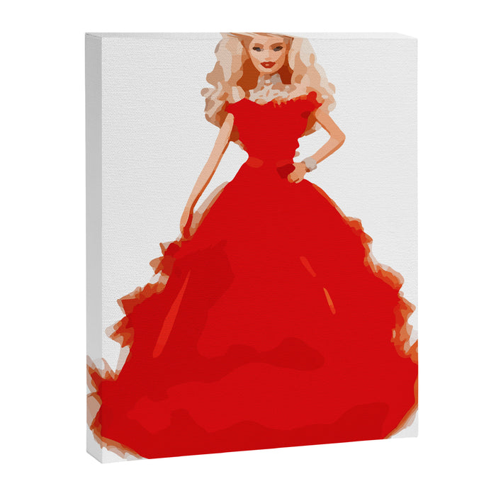 Christmas Doll in Red Dress Vector Art Canvas Print Gallery Image 1