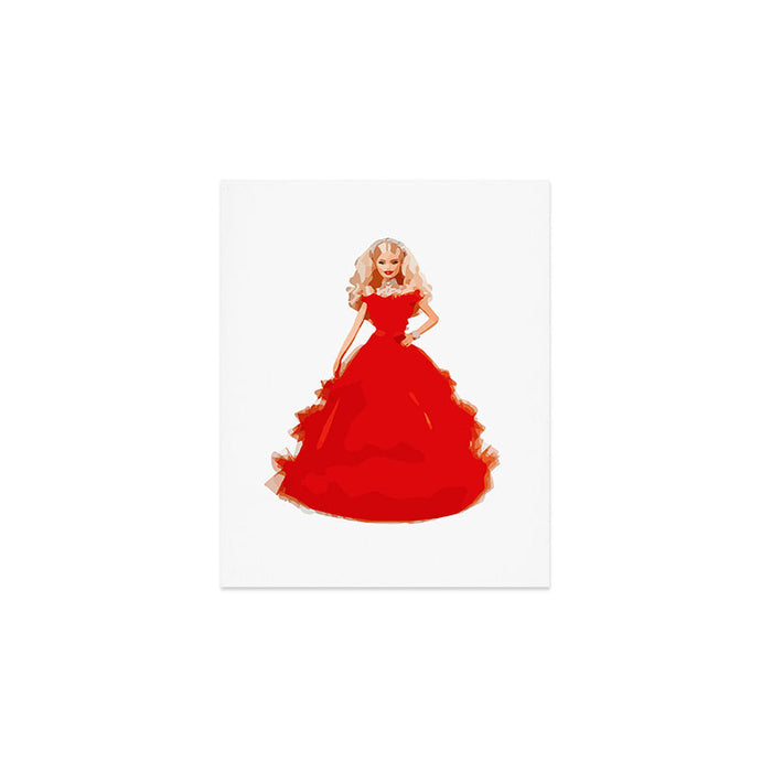 Christmas Doll in Red Dress Vector Art Art Print Gallery Image 1