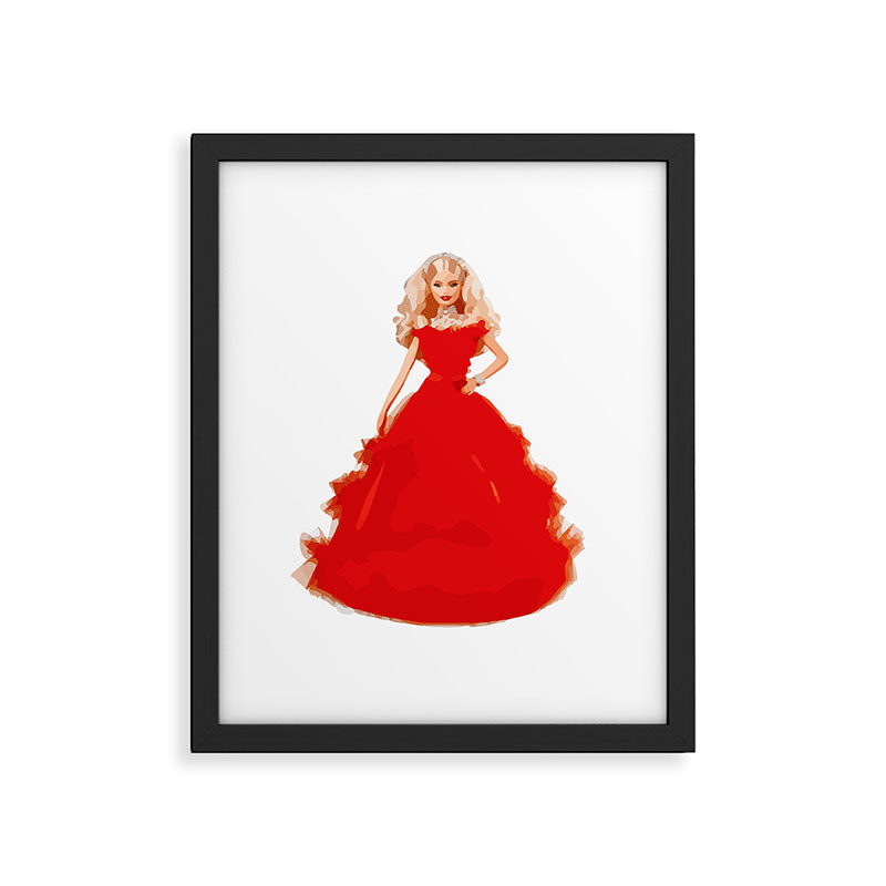 Christmas Doll in Red Dress Vector Art Framed Art Print Gallery Image 6