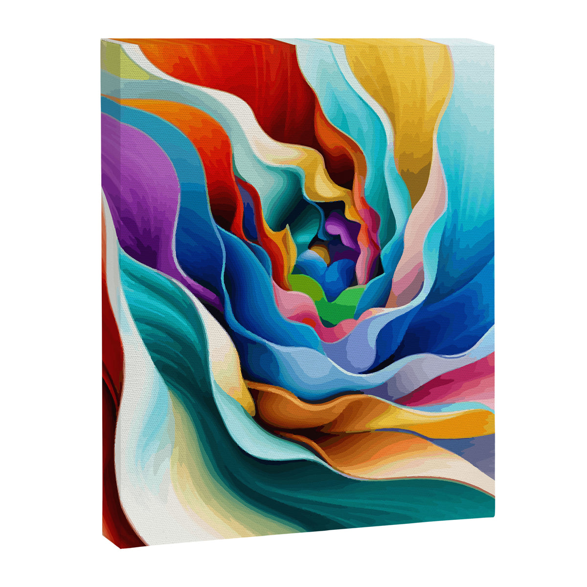 Colorful Abstract Flower in Red Pink Blue Green Yellow Canvas Print Gallery Image 8