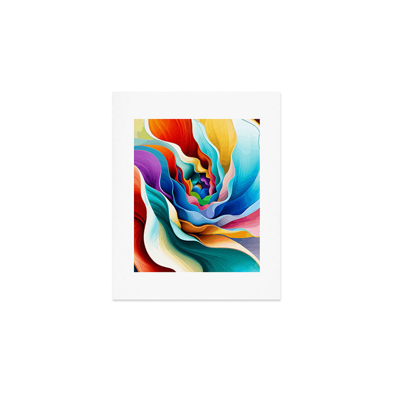 Colorful Abstract Flower in Red Pink Blue Green Yellow Art Print Gallery Image 1