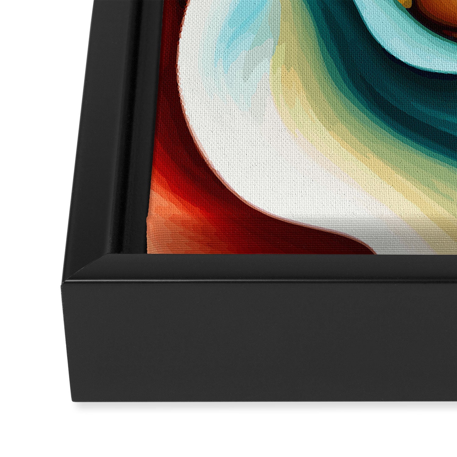 Colorful Abstract Flower in Red Pink Blue Green Yellow Framed Canvas Print Gallery Image 3