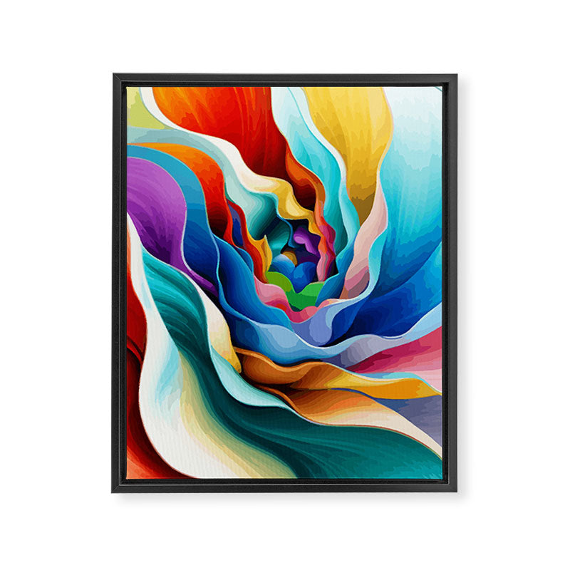 Colorful Abstract Flower in Red Pink Blue Green Yellow Framed Canvas Print Gallery Image 8