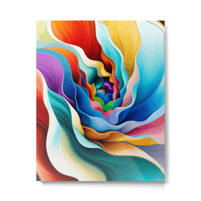 Colorful Abstract Flower in Red Pink Blue Green Yellow Metal Print Gallery Image 1