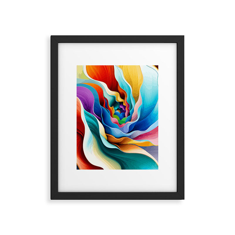 Colorful Abstract Flower in Red Pink Blue Green Yellow Framed Art Print Gallery Image 6