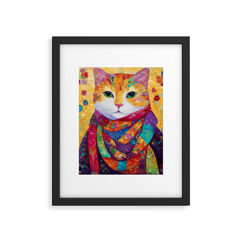 Colorful Cat Portrait Painting After Gustav Klimt Framed Art Print Gallery Image 6