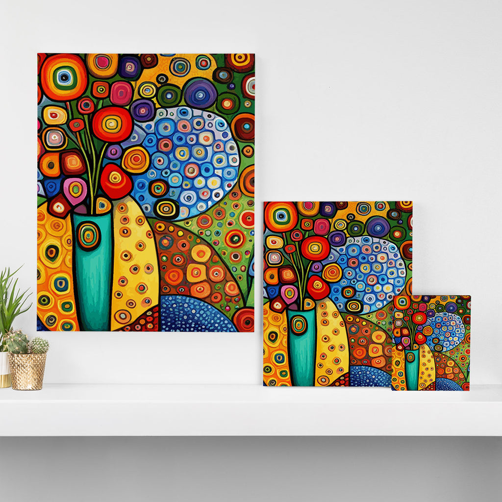 Colorful Flowers in a Green Vase Canvas Print Gallery Image 3