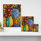 Colorful Flowers in a Green Vase Canvas Print Gallery Image 3