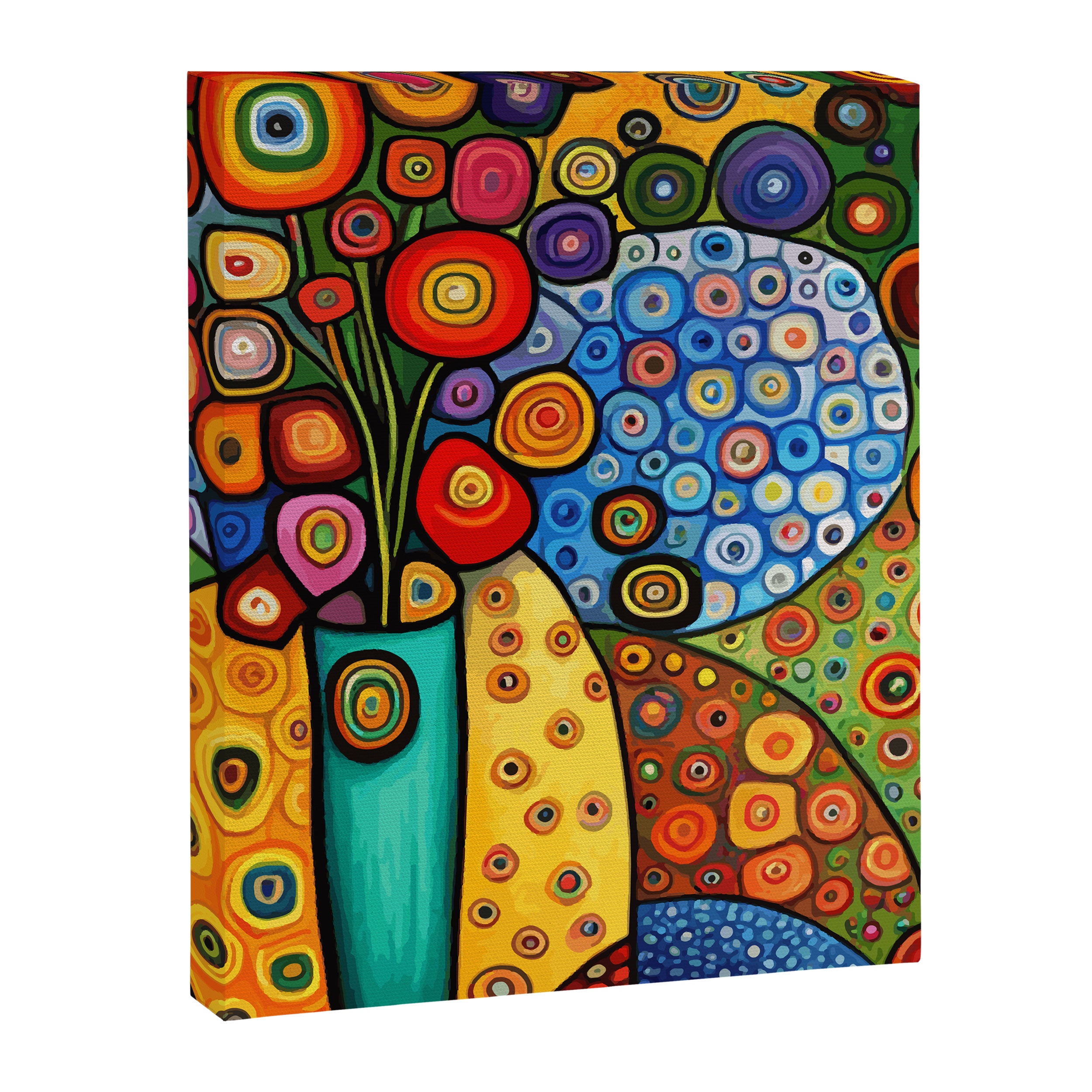 Colorful Flowers in a Green Vase Canvas Print Gallery Image 3