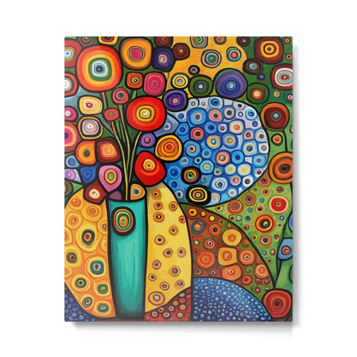 Colorful Flowers in a Green Vase Metal Print Gallery Image 1