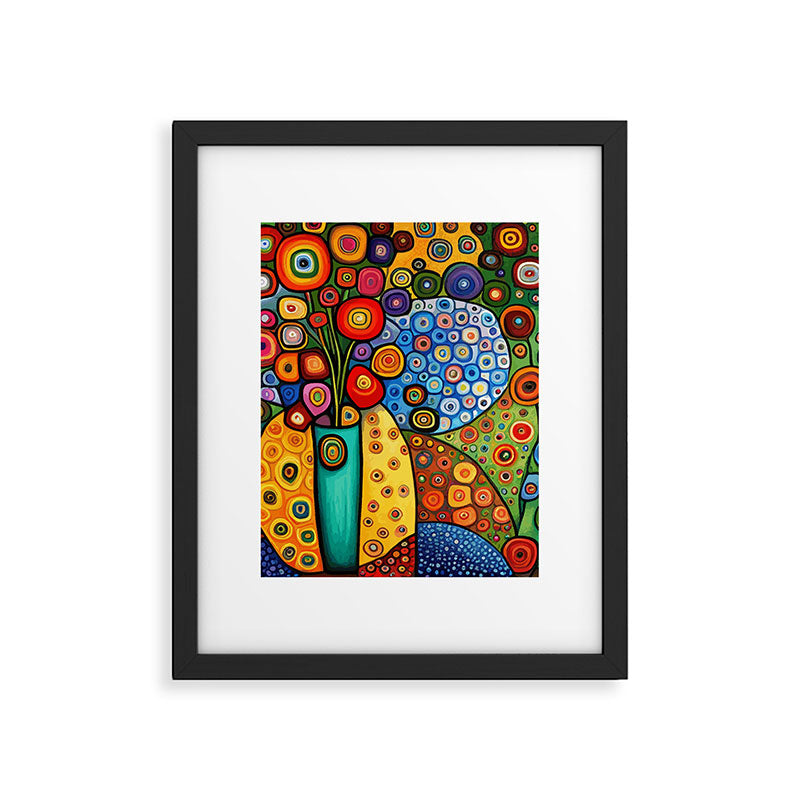 Colorful Flowers in a Green Vase Framed Art Print Gallery Image 6